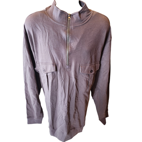 Rustic Ridge Mens Size 2XL Brown Cotton Half Zip Pullover Shirt Button Pockets - Picture 5 of 11